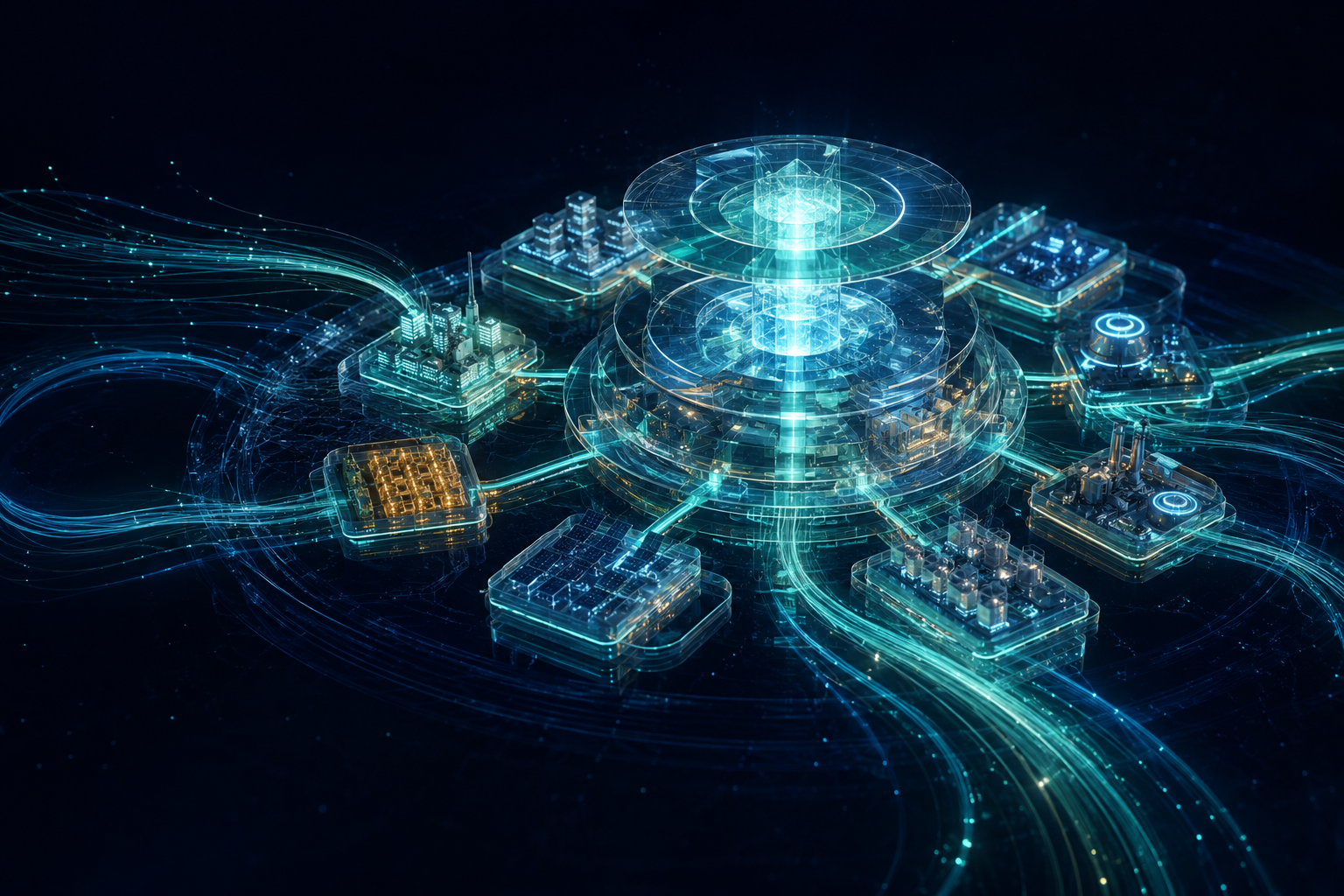 A creative visualisation of an integrated system of assets, data, infrastructure and energy flows